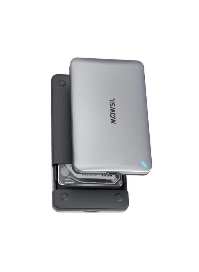 Mowsil 2.5" SATA/SSD Enclosure, USB-C & USB 3.0, 6Gbps High-Speed, Tool-Free, Portable HDD/SSD Case - Image 1