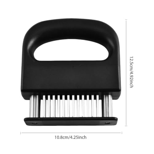 Trifecta Fowls Tools for Kitchen for Tenderizing Beef, Pork, Chicken Meat Tenderizer Stainless Steel Butter Meat Hammer 48 Blades Needle for Beef Steak Fowls Butter Cookware (Set of 1, Black) - Image 2