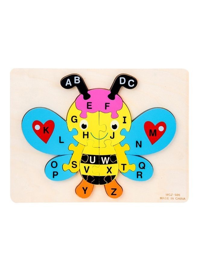 NIBEMINENT A-Z 26 Letters Animal Wooden Jigsaw Puzzle