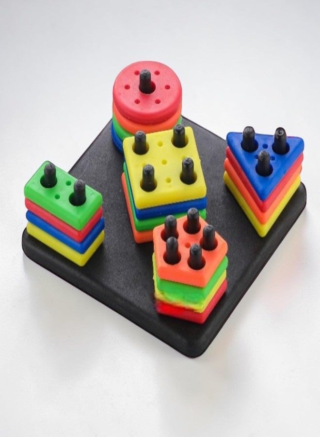 SARASI Shape Sorter for Kids, Geometric Educational Toy, Square Stacker (Multicolor) - Image 1