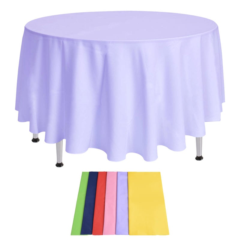 EDI Disposable Round Tablecloths  12 Pack Assorted Colors Plastic Spill  Stain Resistant 81 x 84