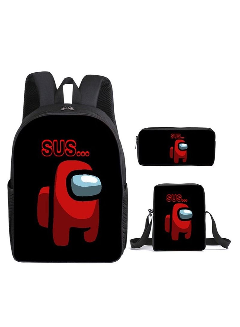Y&D 3-Piece Among us 3D Print Insulated Lunch Backpack Set Multicolour