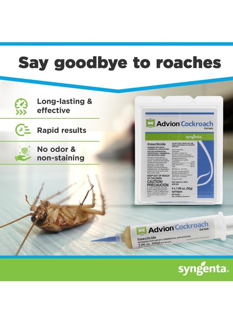 SAG Cockroach Gel Bait , 4 Tubes x 30-Grams, 1 Plunger and 2 Tips ,German Roach Insect Pest Control, Indoor and Outdoor Use, Roach Killer Gel for American, German and Other Major Cockroach Species - Image 4