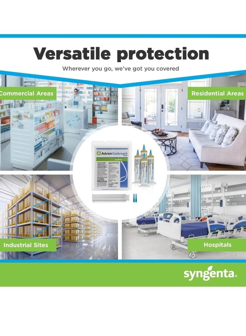 SAG Cockroach Gel Bait , 4 Tubes x 30-Grams, 1 Plunger and 2 Tips ,German Roach Insect Pest Control, Indoor and Outdoor Use, Roach Killer Gel for American, German and Other Major Cockroach Species - Image 2