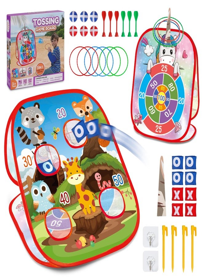 M SANMERSEN Bean Bag Toss Game Outdoor Toys for Kids-Cornhole Board-Family Party Tic Tac Toe Toys 5-in-1 Outside Yard Backyard Lawn Beach Games Toy for Ages 3 4 5 6 7 8 Year Old Girs Boys Christmas Birthday Gift - Image 1