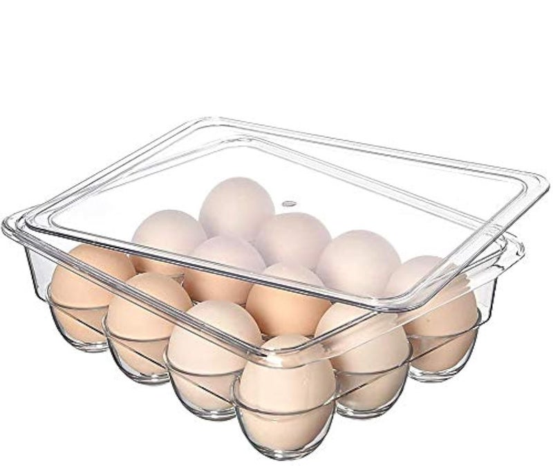 INKULTURE Acrylic Egg Storage Box or Egg Trays for Refrigerator with Lid Handles Egg Tray Box for 12 Egg Square Shape Clear Unbreakable - Image 1
