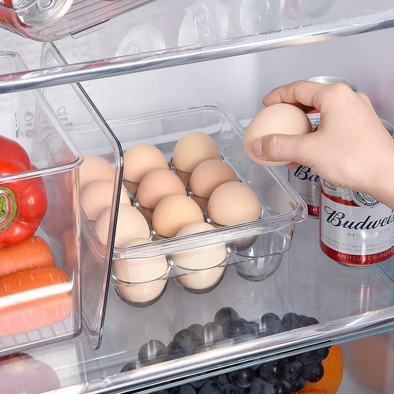 INKULTURE Acrylic Egg Storage Box or Egg Trays for Refrigerator with Lid Handles Egg Tray Box for 12 Egg Square Shape Clear Unbreakable - Image 3