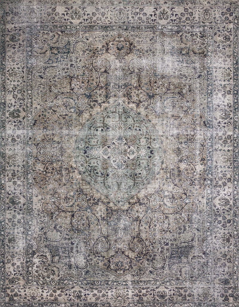 Loloi Layla Collection LAY-06 Taupe/Stone 5'-0" x 7'-6" .13" Thick Area Rug, Soft, Durable, Vintage Inspired, Distressed, Low Pile, Non-Shedding, Easy Clean, Printed, Living Room Rug - Image 3