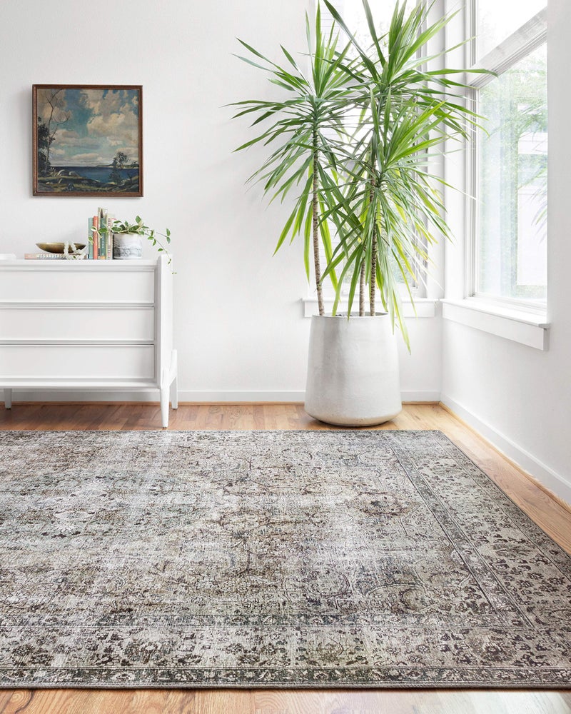 Loloi Layla Collection LAY-06 Taupe/Stone 5'-0" x 7'-6" .13" Thick Area Rug, Soft, Durable, Vintage Inspired, Distressed, Low Pile, Non-Shedding, Easy Clean, Printed, Living Room Rug - Image 1