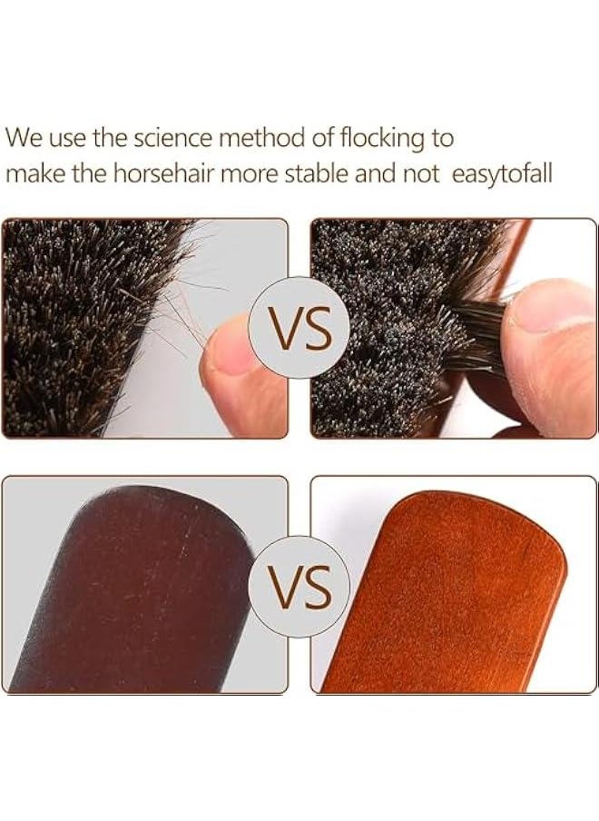 MOXO 4 Pcs Horsehair Shoe Brush Shine KitPolish Dauber Applicators Leather Shoes Boots Care Brushes Suede Cleaner Brush with Microfiber Shoe Cloth  - Image 3