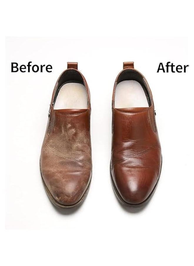 MOXO 4 Pcs Horsehair Shoe Brush Shine KitPolish Dauber Applicators Leather Shoes Boots Care Brushes Suede Cleaner Brush with Microfiber Shoe Cloth  - Image 5