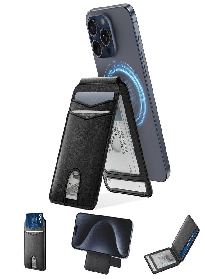 typecase محفظة مغناطيسية من تايب كيس متوافقة مع ماج سيف: محفظة مغناطيسية للهاتف وحامل بطاقات لأجهزة آبل آيفون 16 و15 و14 و13 و12 برو ماكس - حامل محفظة ماج سيف قابل للتعديل مع 4 فتحات للبطاقات - أسود - Image 1