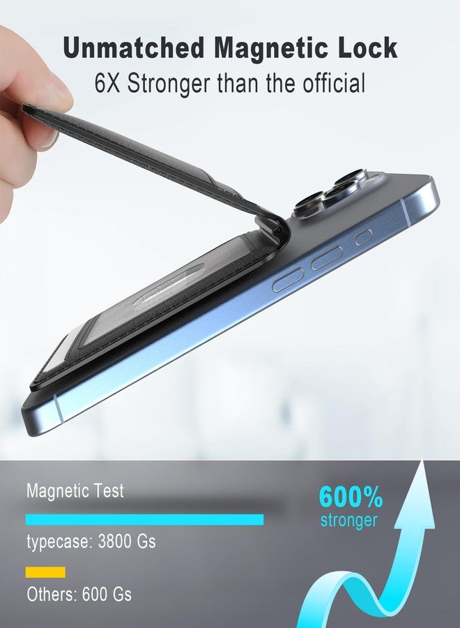 typecase محفظة مغناطيسية من تايب كيس متوافقة مع ماج سيف: محفظة مغناطيسية للهاتف وحامل بطاقات لأجهزة آبل آيفون 16 و15 و14 و13 و12 برو ماكس - حامل محفظة ماج سيف قابل للتعديل مع 4 فتحات للبطاقات - أسود - Image 5