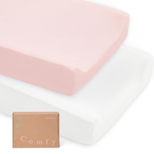 PurComfy Supersoft Diaper Changing Pad Covers 2Pack Premium Bamboo Viscose Change Table Pad Covers for Baby Girls and Boys Hypoallergenic Stretchy Changing Table Cover Sheets - Image 1