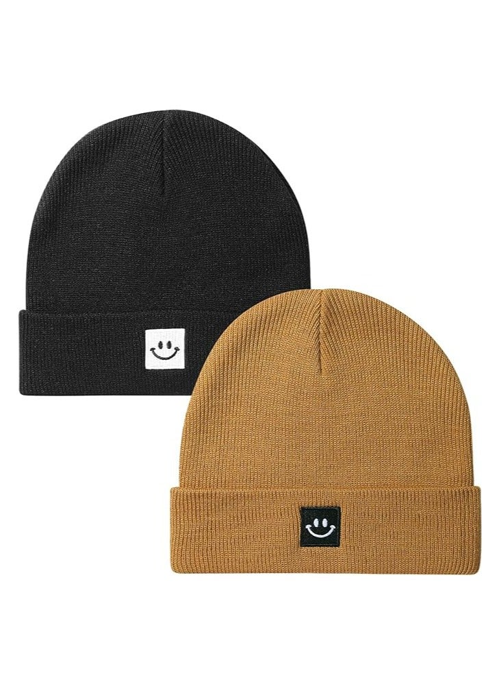 Fanski 2 Pack Baby Beanie Knit Toddler Hat For Girls Boys 2-8 Years - Image 1