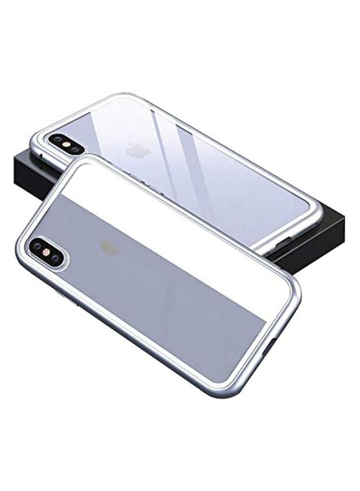 PROMASS Clear Hybrid iPhone X Case Thin Tempered Glass Back cover and Soft Silicone Rubber Bumper Frame for Apple Iphone X white - Image 1