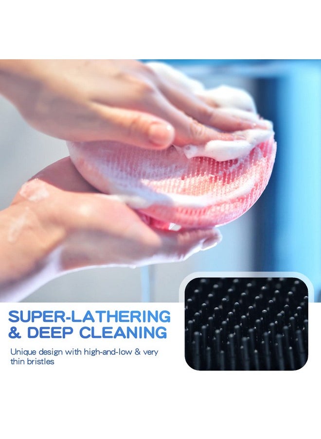 Manmihealth - Silicone Back Scrubber(Thick Bristles) & Soft Bath Glove Set, Super-Exfoliating Body Scrubber & Super-Lathering Shower Brush Combination, With A Free Hook.(Black) - Image 1