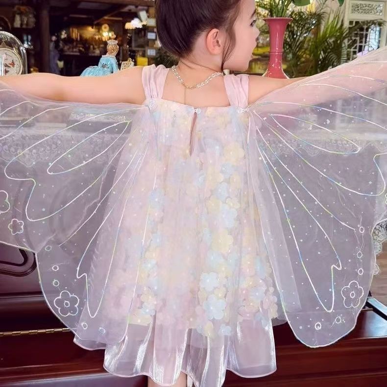 فستان أميرة للأطفال مع أجنحة فراشة - Image 4