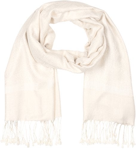 Sakkas Two Tone Vintage Jacquard Paisley Pashmina Shawl Wrap Scarf Stole - Ivory - Image 3
