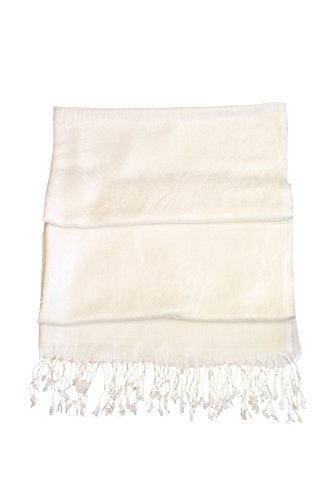 Sakkas Two Tone Vintage Jacquard Paisley Pashmina Shawl Wrap Scarf Stole - Ivory - Image 2
