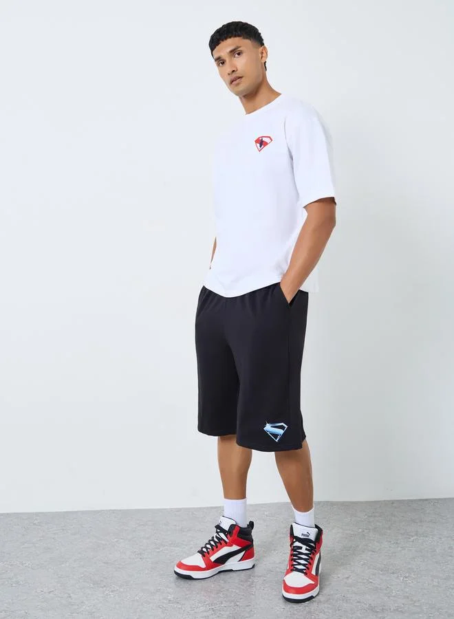 Styli Men White Graphic Oversized Superman T-Shirt