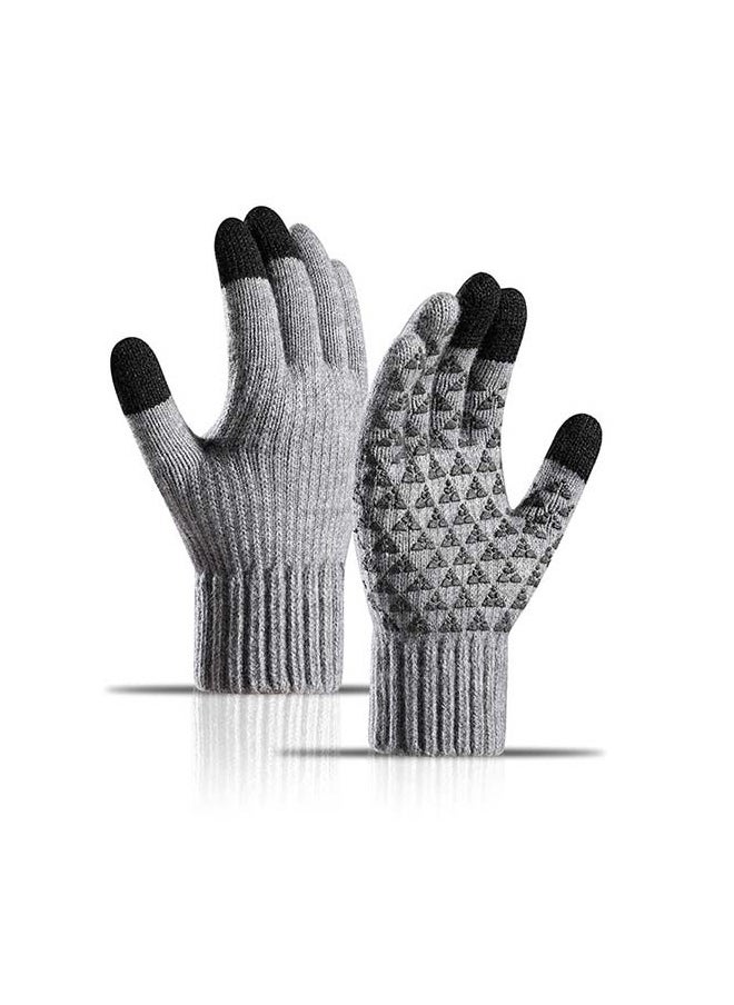 VIUAUAX 1 pair Men's Winter Thickened Warm Wool Gloves Winter Knit Gloves  Warm fingers Outdoor Windproof Cycling Gloves Touchscreen Gloves Full Finger Fitness Gloves Outdoor Windproof Touch Screen Gloves  - Image 1