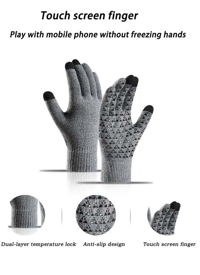VIUAUAX 1 pair Men's Winter Thickened Warm Wool Gloves Winter Knit Gloves  Warm fingers Outdoor Windproof Cycling Gloves Touchscreen Gloves Full Finger Fitness Gloves Outdoor Windproof Touch Screen Gloves  - Image 3