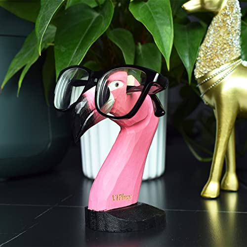 VIPbuy Handmade Wood Carving Eyeglasses Holder Stand Sunglasses Display Stand Home Office Desk Décor Gift (Flamingo) - Image 5