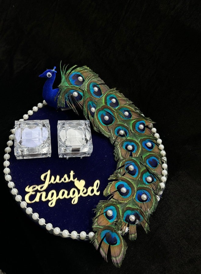 Mridang Wedding Ring Platter for Engagement Ceremony, Decorative Ring Plate(Designer PeacockTheme) with 2 Attachable Ring Holder - Image 5