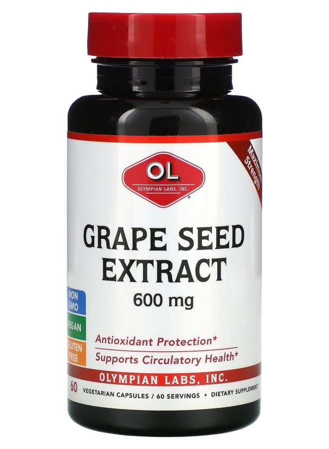 Olympian Labs Grape Seed Extract Maximum Strength 600 mg 60 Vegetarian Capsules