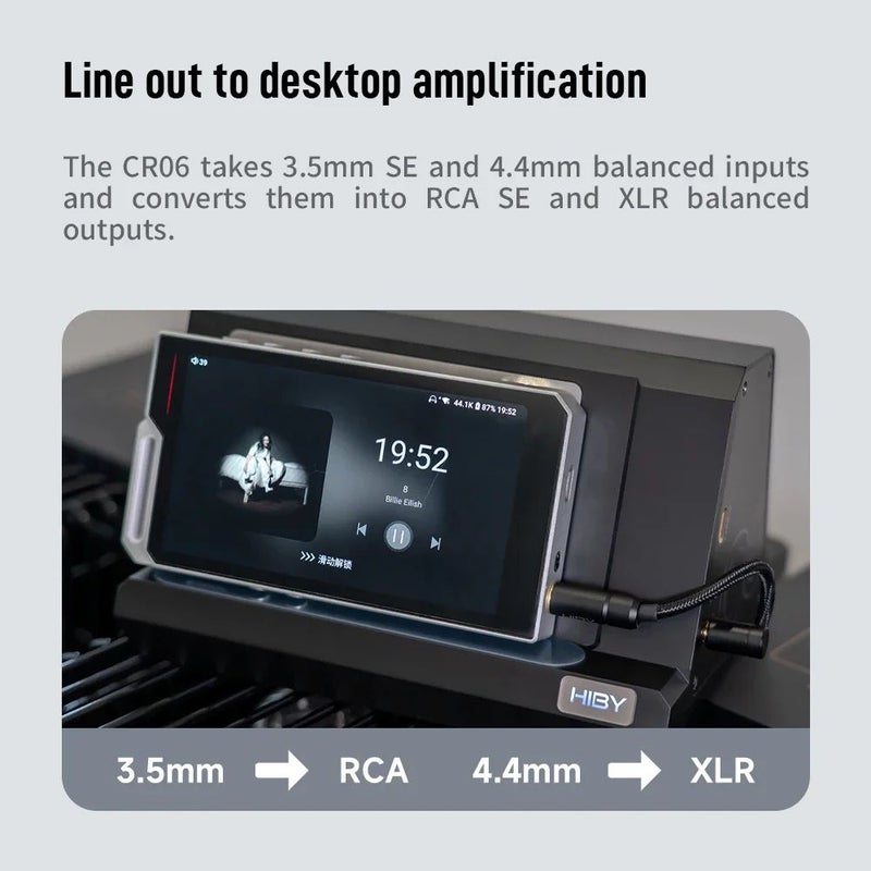 HiBy Cr06 HiFi Digital Audio Player Dock for Desktop Amplifier with 4 Outputs and 3.5/4.4mm Input, Titanium - Image 4