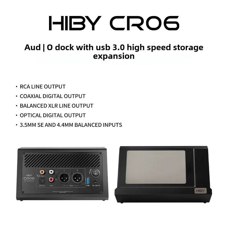 HiBy Cr06 HiFi Digital Audio Player Dock for Desktop Amplifier with 4 Outputs and 3.5/4.4mm Input, Titanium - Image 1