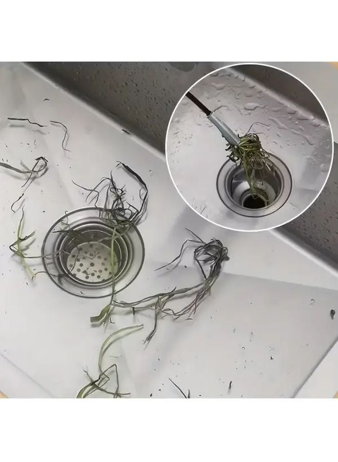 Red Heavy Duty Manual Toilet Plunger With 4 Claws Flexible Telescopic Arm Powerful Drain Cleaner - Image 4