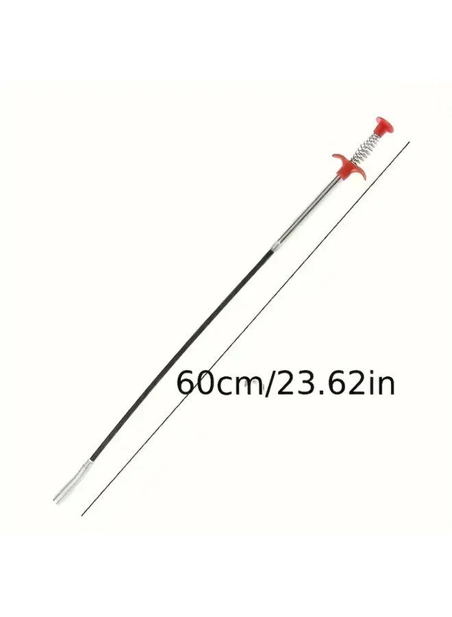 Red Heavy Duty Manual Toilet Plunger With 4 Claws Flexible Telescopic Arm Powerful Drain Cleaner - Image 3