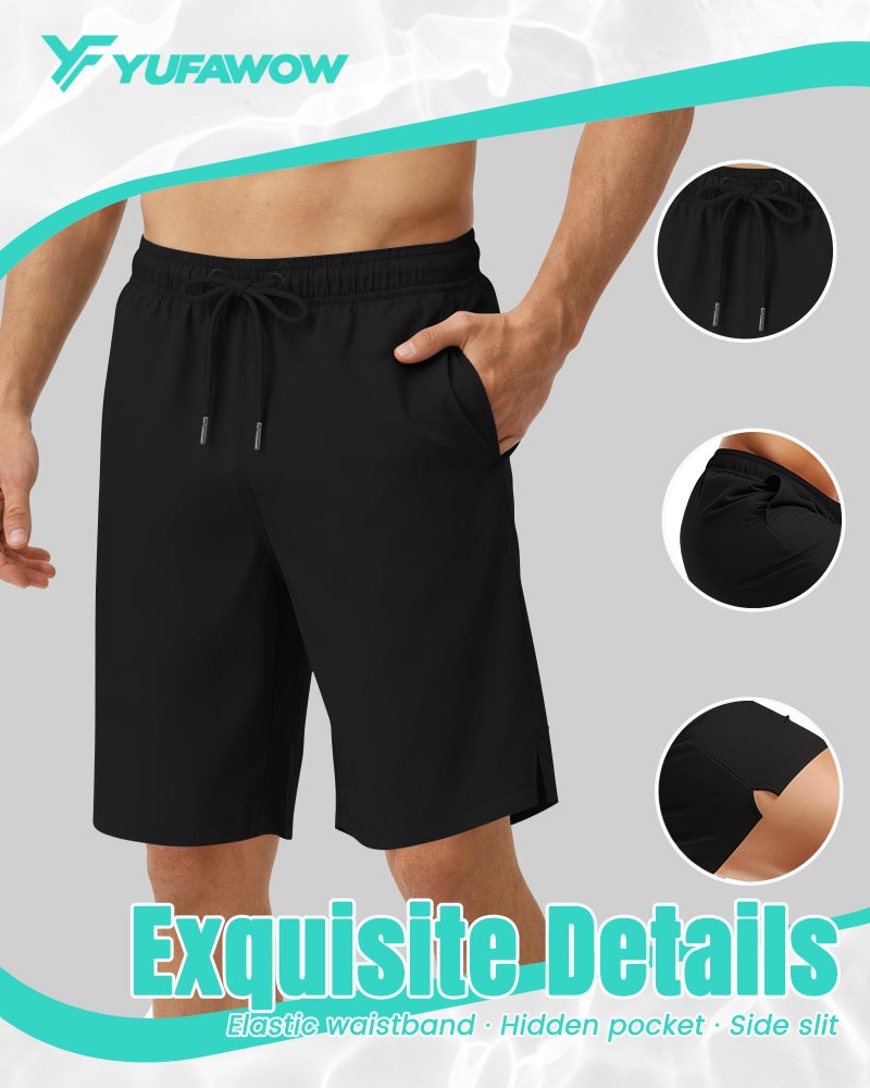 Yufawow 9 Inch Men Swim Trunks with Mesh no Compression Liner Pocket Quick Dry Swimwear Bathing Suit Beach Sport Short Ship Cruise Vacation Training Jogger Active Walking Wear Attire Clothes Outfit Apparel - Image 4