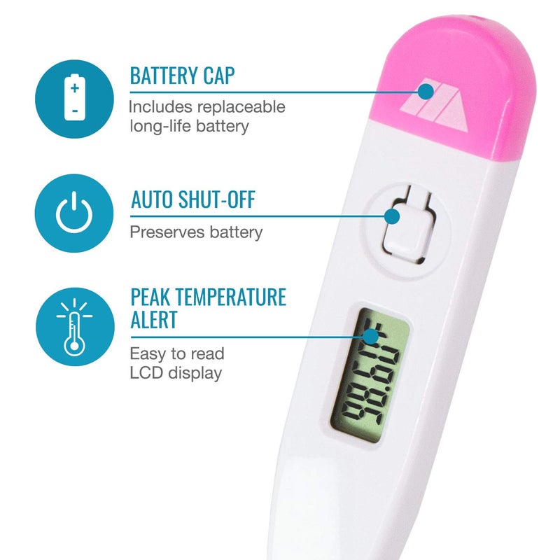 MABIS Digital Basal Body Thermometer for Ovulation Tracking, Fertility, Period Tracking and Natural Family Planning with Beeper and Memory, Oral Use Only - Image 3