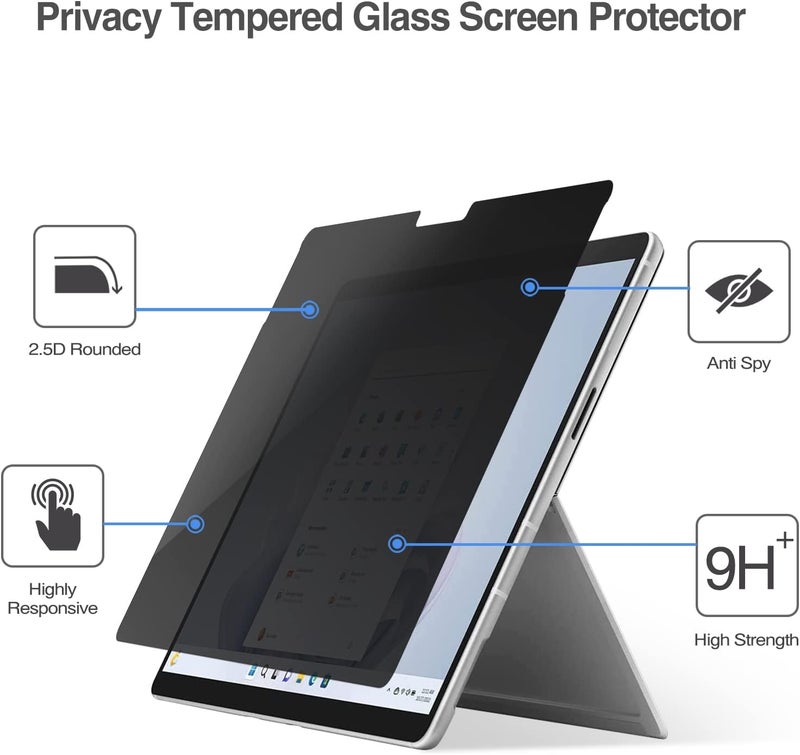 Procases Microsoft Surface Pro 11/10/ 9 13 Inch Privacy Screen Protector, Anti-Spy Tempered Glass Ultra Thin Tinted Screen Film Guard For 13.0 Inch Surface Pro 11/10/ 9 2024 2022 Release - Image 3