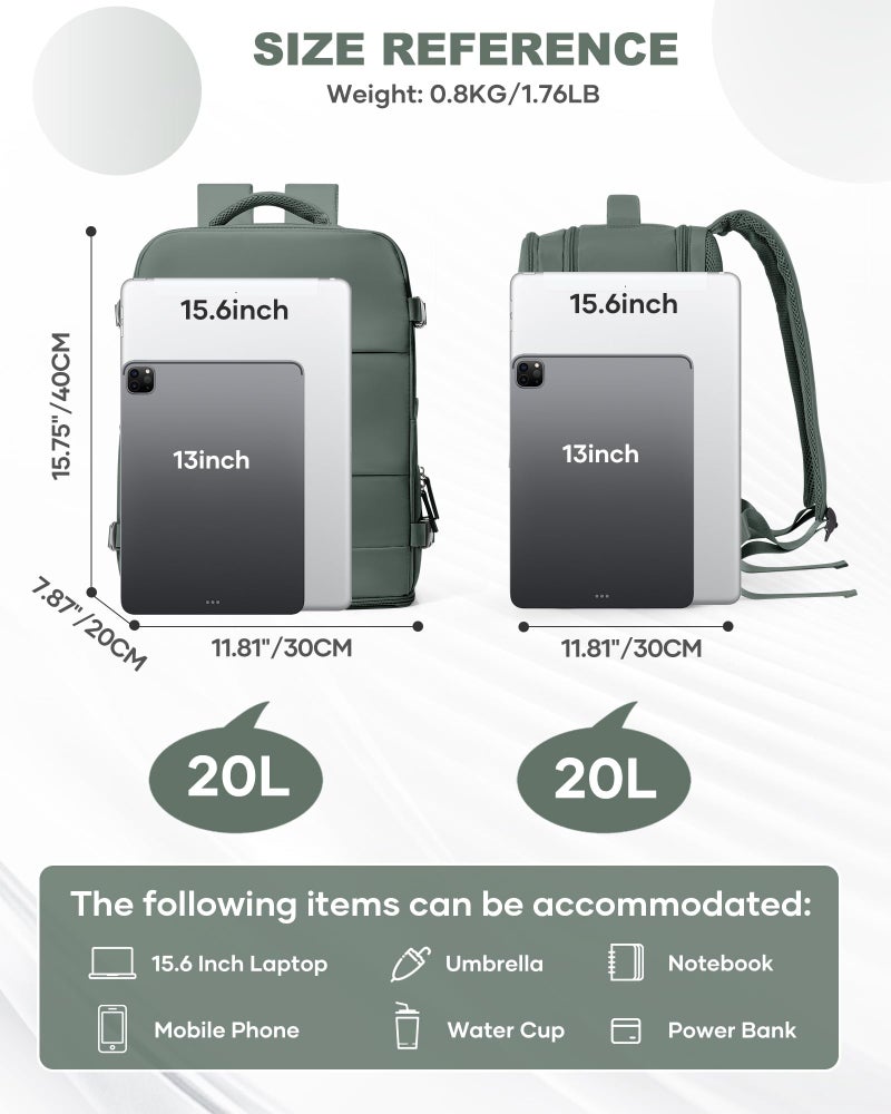 coowoz Travel Backpack Carry On for Women Man Gym Backpack with Laptop Compartment Mochila de Viaje Teacher Personal Item Backpacks Rucksack Airplane Accessories Must Haves Olive Green Small - Image 3