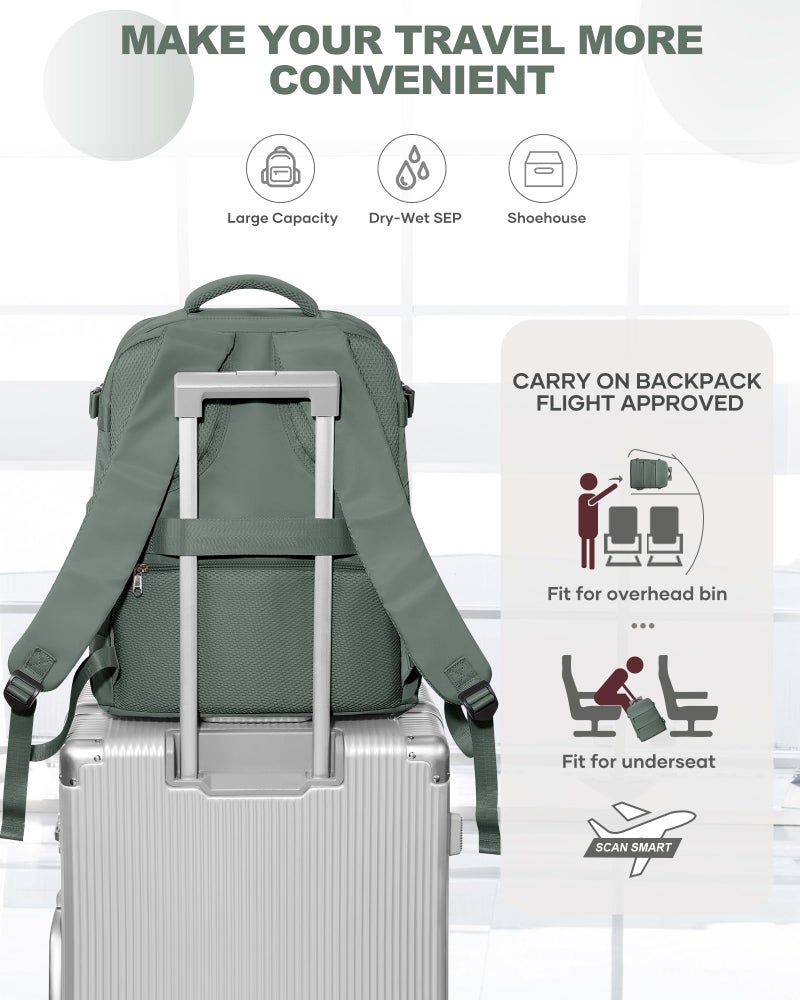 coowoz Travel Backpack Carry On for Women Man Gym Backpack with Laptop Compartment Mochila de Viaje Teacher Personal Item Backpacks Rucksack Airplane Accessories Must Haves Olive Green Small - Image 4