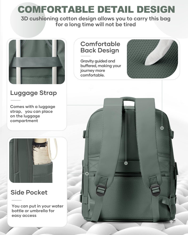 coowoz Travel Backpack Carry On for Women Man Gym Backpack with Laptop Compartment Mochila de Viaje Teacher Personal Item Backpacks Rucksack Airplane Accessories Must Haves Olive Green Small - Image 5