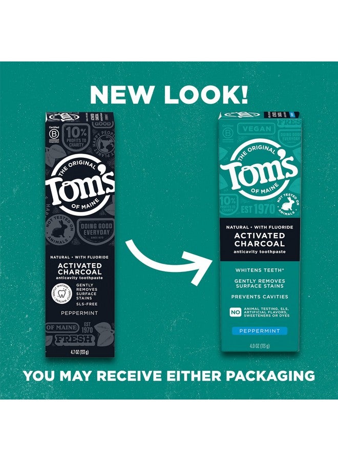 تومز أوف ماين معجون أسنان تومز أوف ماين بالفحم النشط الطبيعي مع الفلورايد والنعناع، 4 أونصة (عبوة من 3 قطع) - Image 2