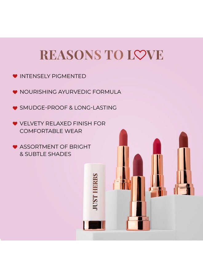 Just Herbs Matte Lipstick, Hydrating Nourishing And Liquid Waterproof Long Stay Relaxed Matte Bullet Lipsticks For Women 4.2 Gm (Dirty Rose)  - Image 4