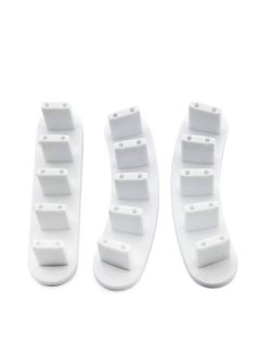 3pcs False Nail Art Tips Practice Display Stand Tool with 10 pcs False Nail Tips for Gel Nail Polish DIY Nail Training Tools White