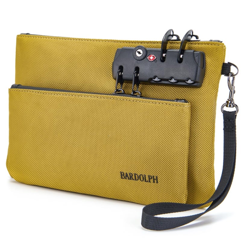 BARDOLPH Money Bag with Lock Double layer Men Womens Locking Accessories Pouch BankBagCashBag with Lock and Zipper NotaryBag with Lock Yellow - Image 2