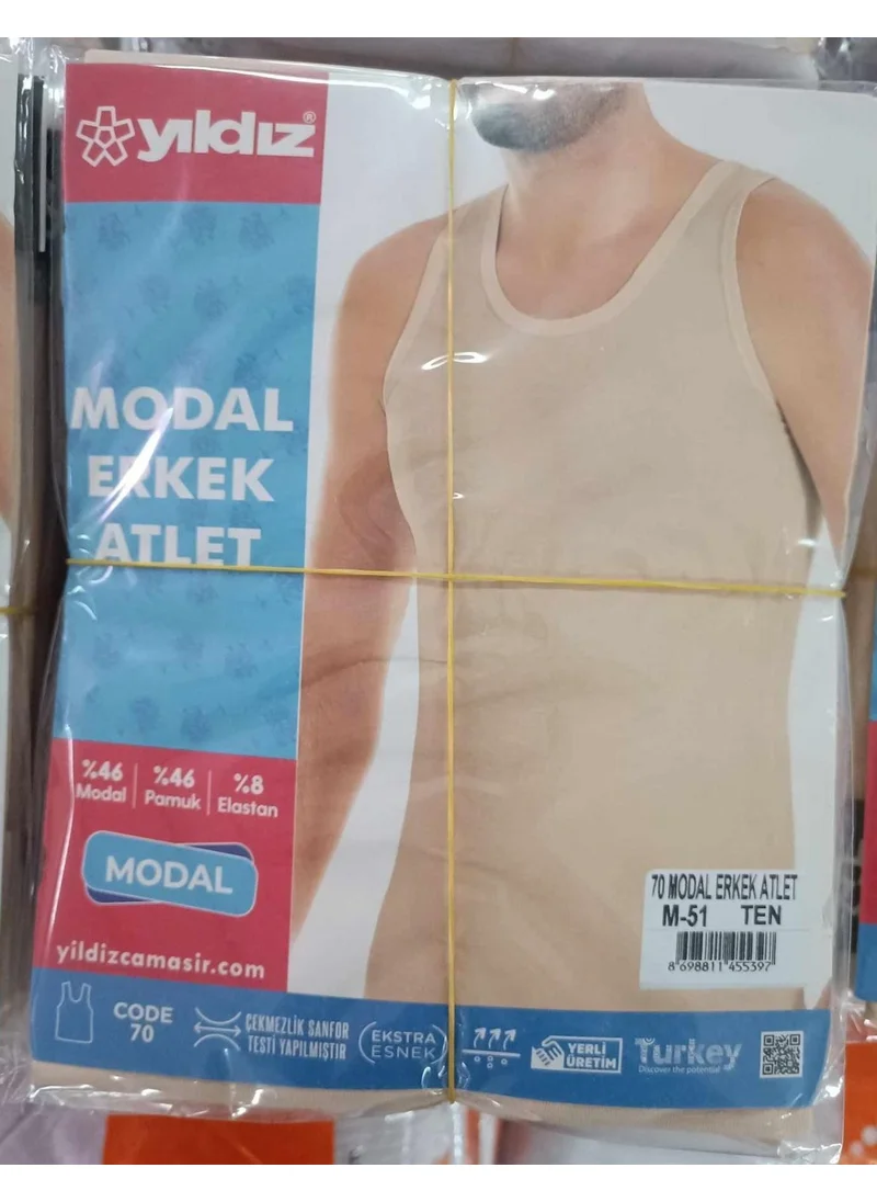 Yıldız Men's Modal Lycra Skin Colored Suspender Undershirt 70 - 6 Pieces