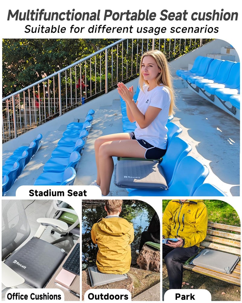 Rocalt Inflatable Seat Cushion, Self-Inflating Memory Foam Airplane Seats Cushion, Portable Air-Foam Stadium Cushion, Lightweight & Compact Bleacher Seat Cushion for Sports Events - Image 5