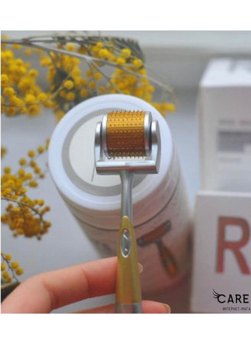 ZGTS - 1  mm Gold Micro Needle Derma Roller Facial Massager Skin Therapy Roller - Image 1