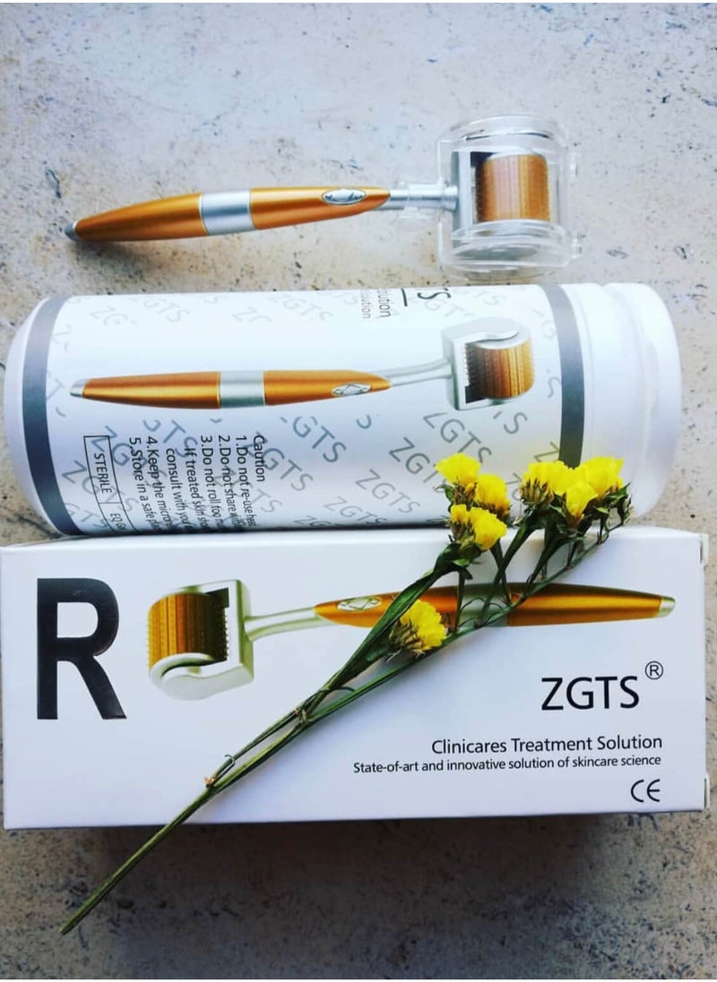 ZGTS - 1  mm Gold Micro Needle Derma Roller Facial Massager Skin Therapy Roller - Image 1