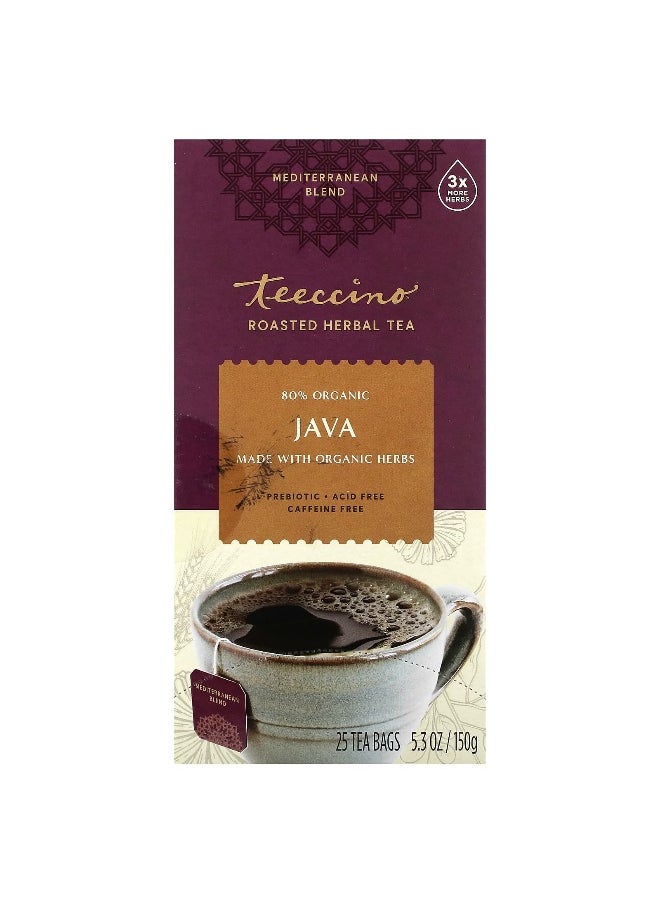 teeccino - Teeccino, Roasted Herbal Tea, Java, Caffeine Free, 25 Tea Bags, 5.3 oz (150 g) - Image 1