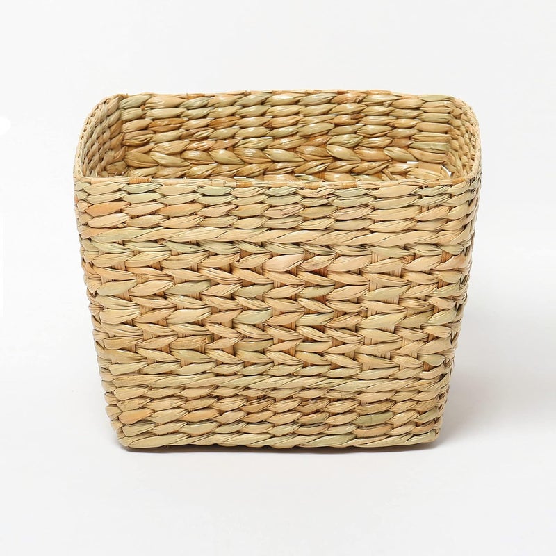 HabereIndia Habere India All the Cultures Fabricating India Seagrass Waste Bin | Paper Bin | Trashcan - Home & Office Dry Waste Dustbin Basket (Beige, 22 * 22 * 15 CM.) - Image 1